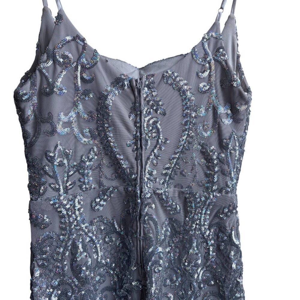 B. Darlin Formal Silver Sequin Bodycon Mini Dress Formal Homecoming - Picture 6 of 9